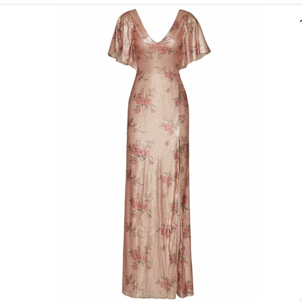 Marchesa Notte Blush Sequin Floral Gown